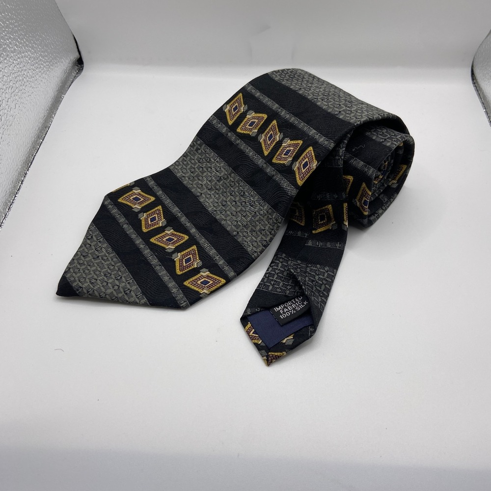 Geoffrey Beene Designer Necktie Mens Multi Geometric Striped Adjustable Formal
